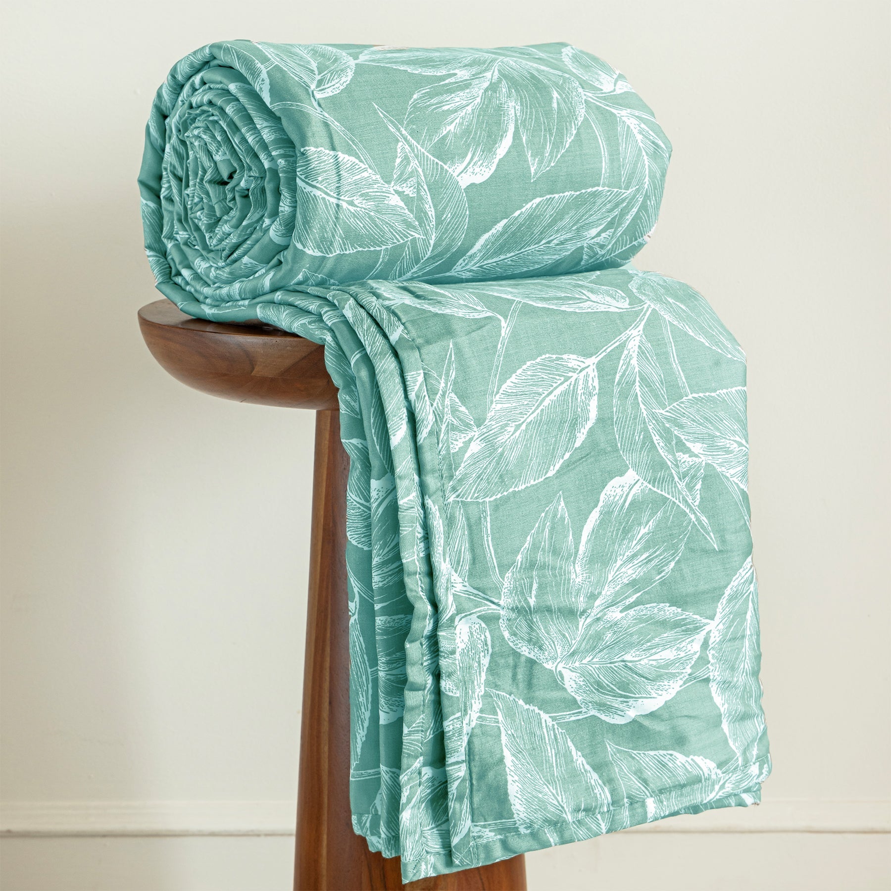 Imprimer Lilac - Leaf Printed Dohar Blanket (Aqua Blue)-3