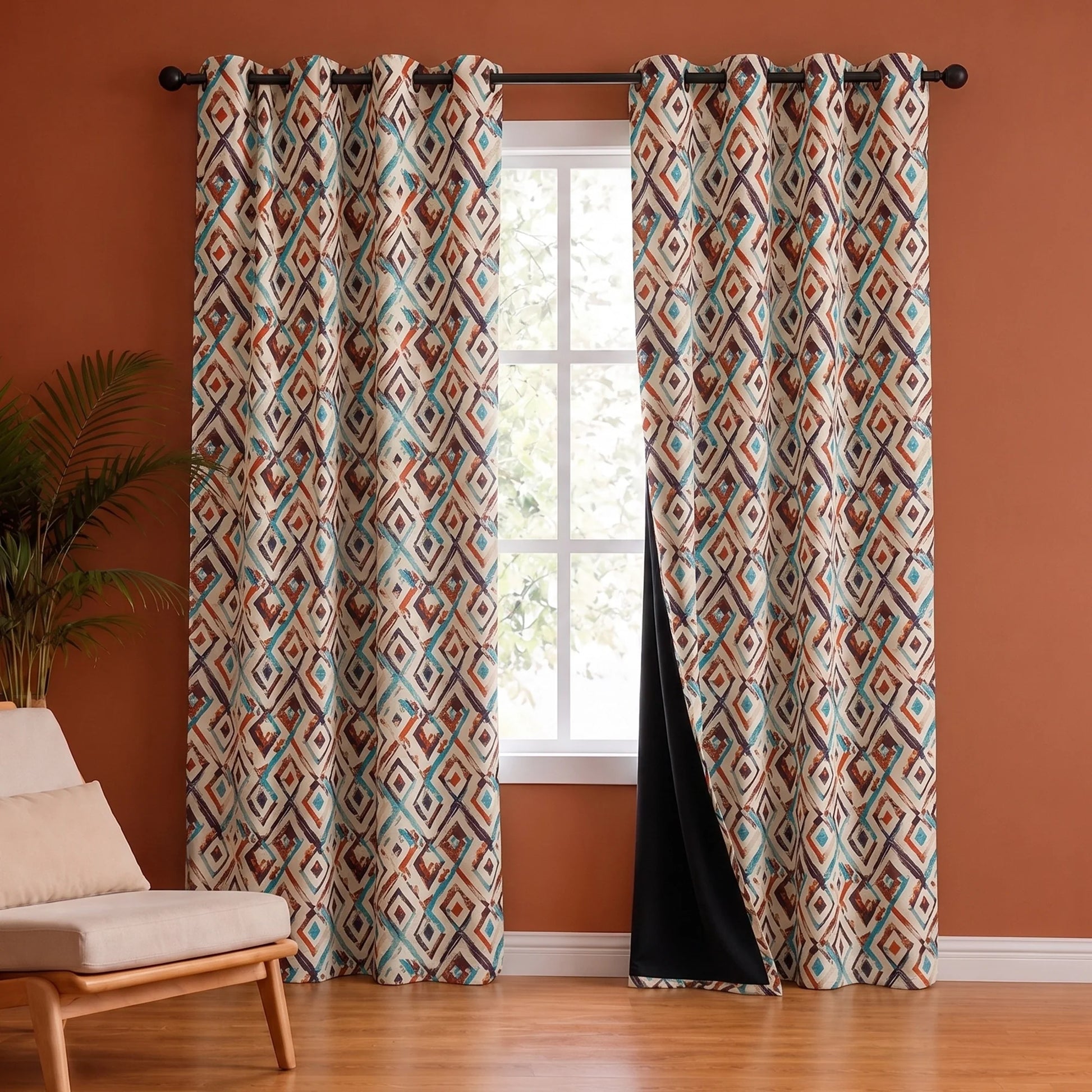 Imprimer Geometric - Digital Printed Blackout Curtain (Multicolor)-1