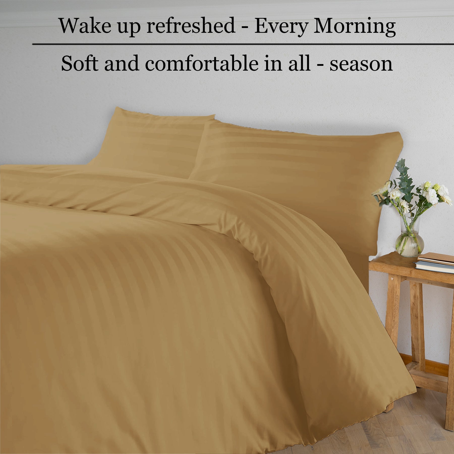Breton Mellow - Satin Stripe Duvet Cover (Taupe)