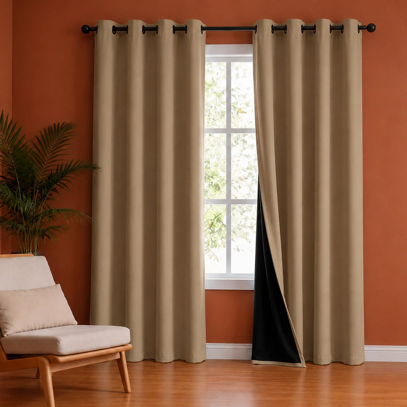 Fort Essential - Black Backing Blackout Curtain (Dutch White)-1