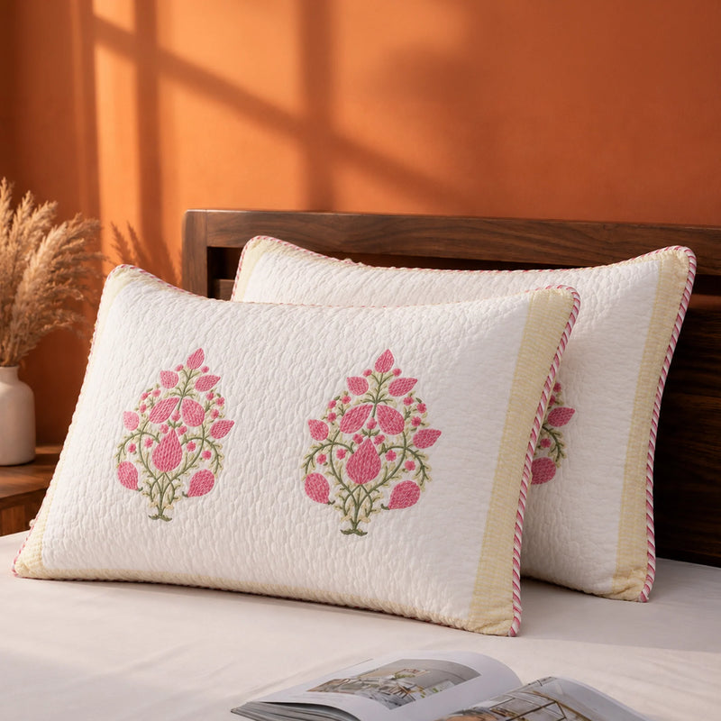 Pink Buta Quilted Pillow Covers-1