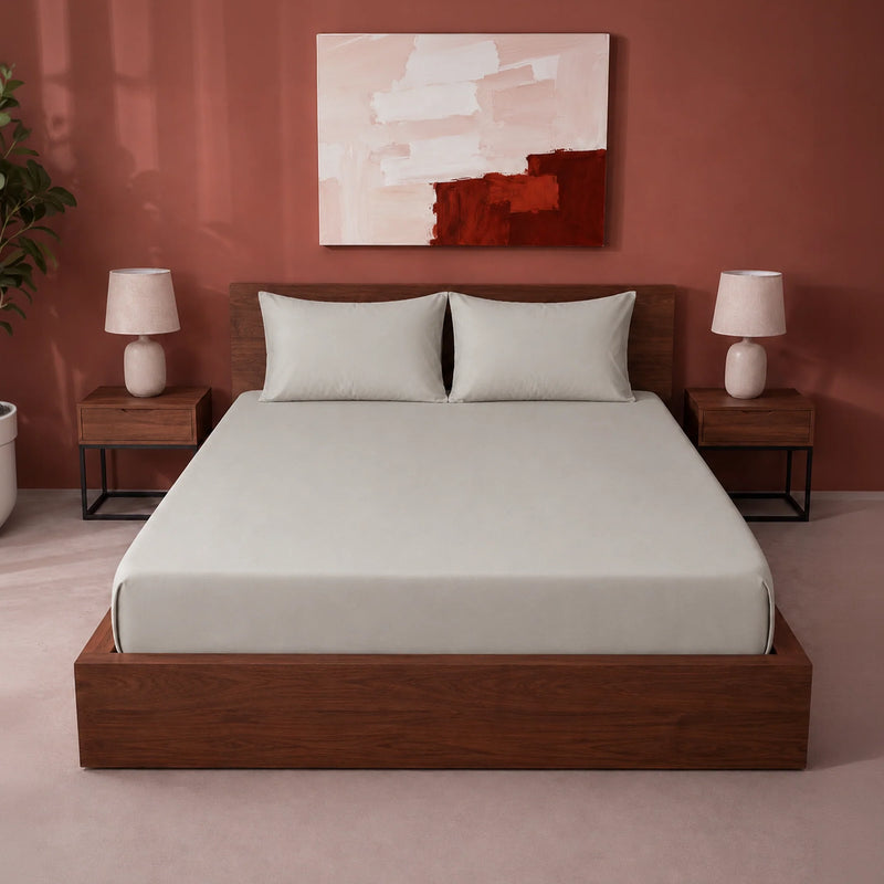 Fort Sublime - Solid Fitted Bedsheet (Light Grey)-1
