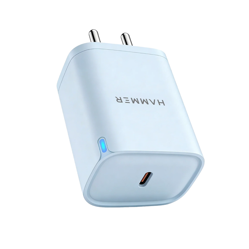 Hammer 25W Fast Type C Charger for Samsung and iPhone with PD, PPS Technology Without Cable (Sky Blue)-1