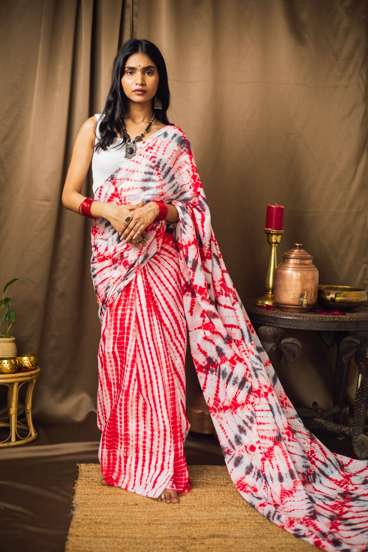 Cotton Mul Tie Dye Saree Laal Ishq-4