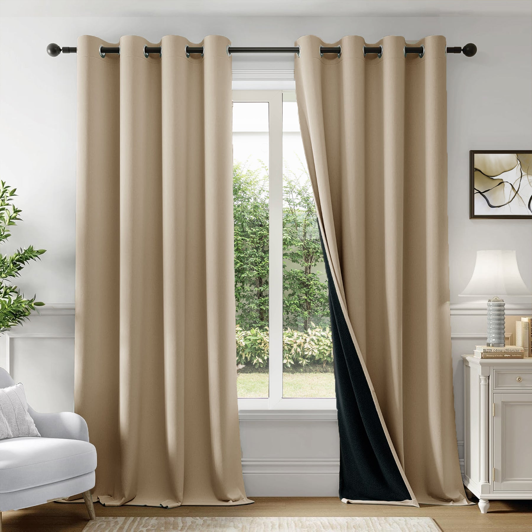 Fort Essential - Black Backing Blackout Curtain (Dutch White)-1