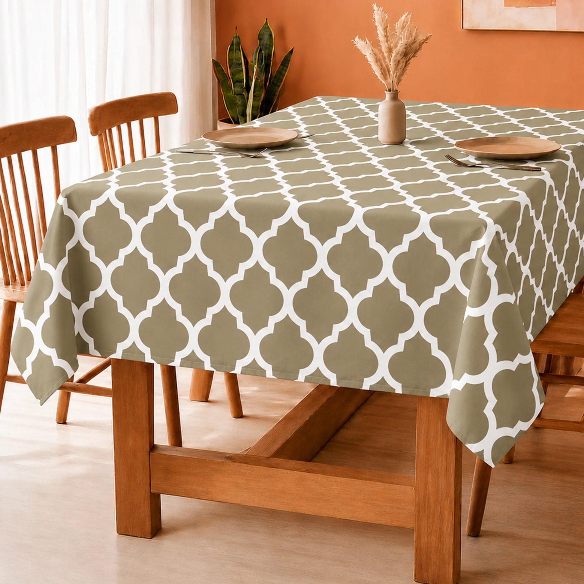 Imprimer Quatrefoil - Printed Dining Table Cover (Grey)-1