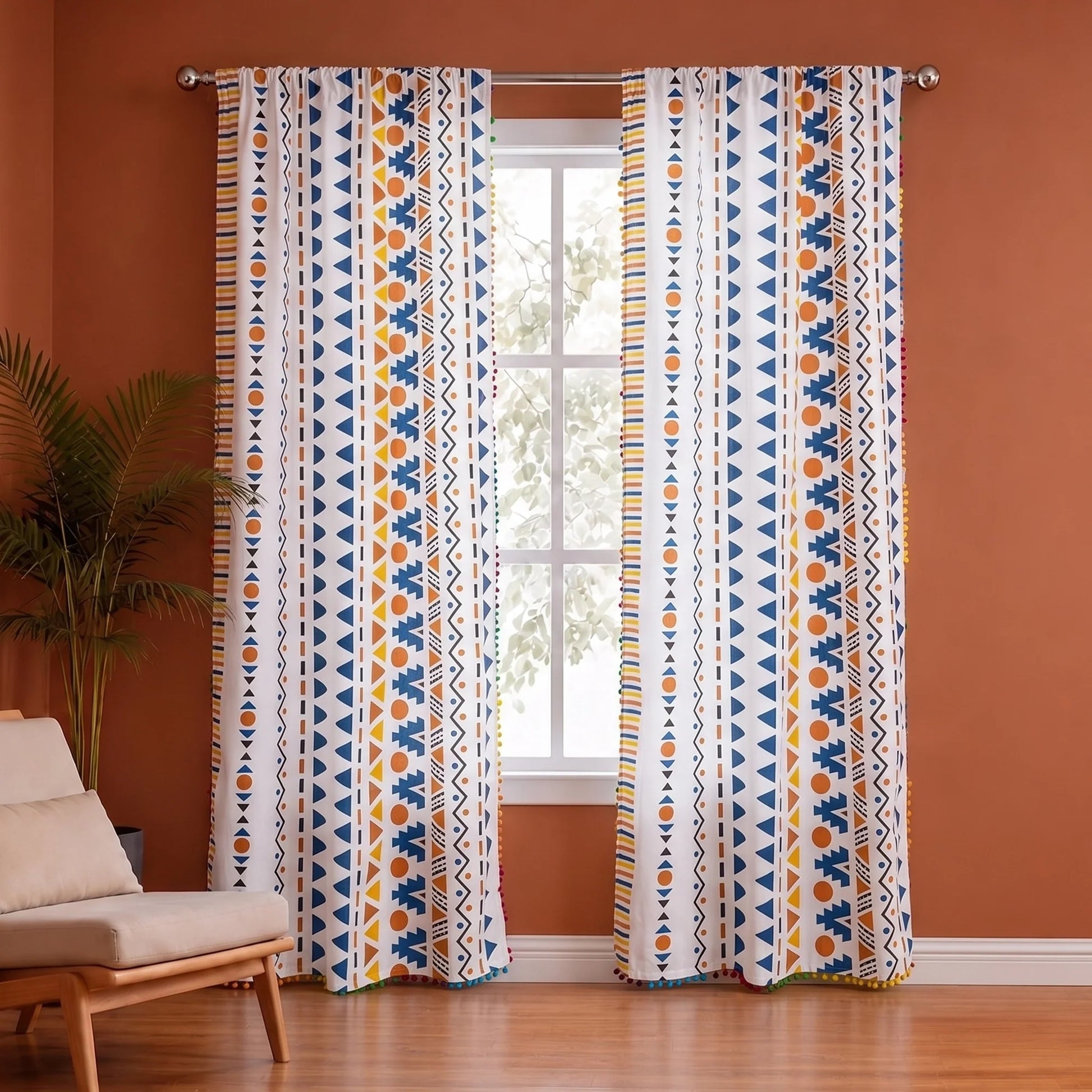 Imprimer Handpicked Santo - Rod Pocket Printed Semi Blackout Curtain (Multicolor)-1