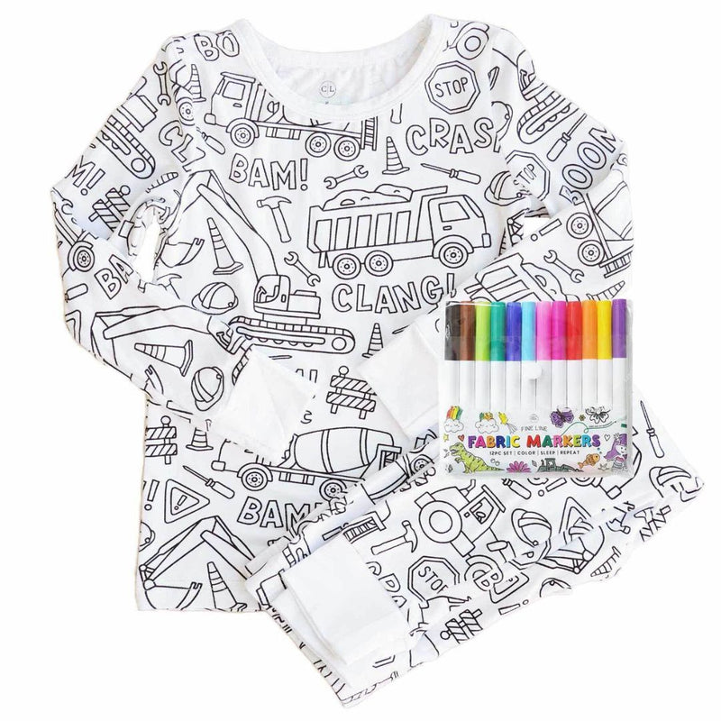 Magic Coloring Pajama Set - Top, Bottom & 12 Markers-12