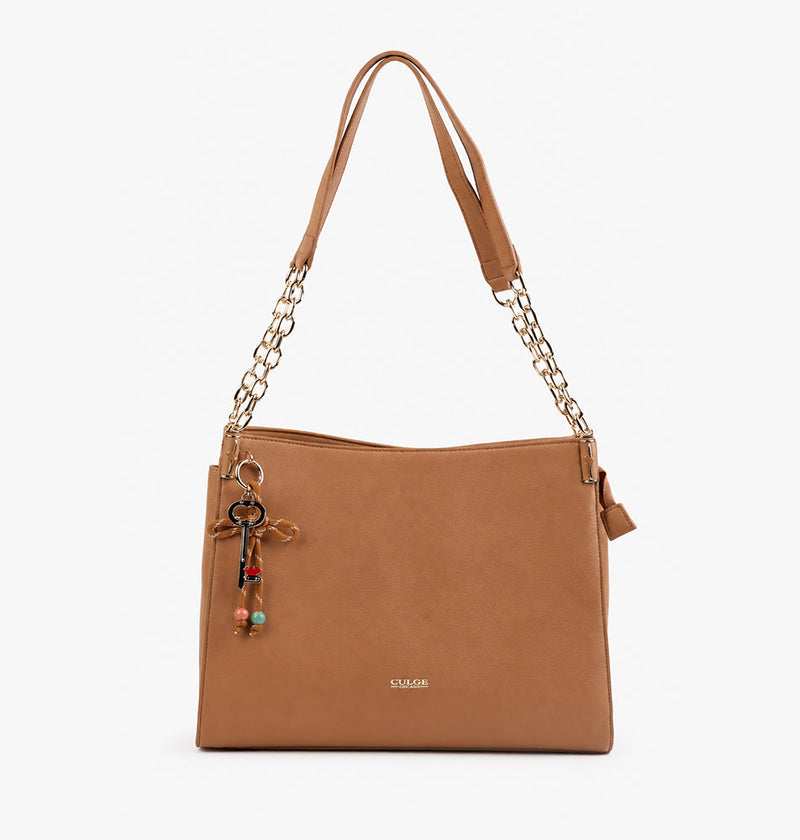 Culge Chicago "The Riverwalk" Slouchy Chain Shoulder Bag – Desert Caramel-1