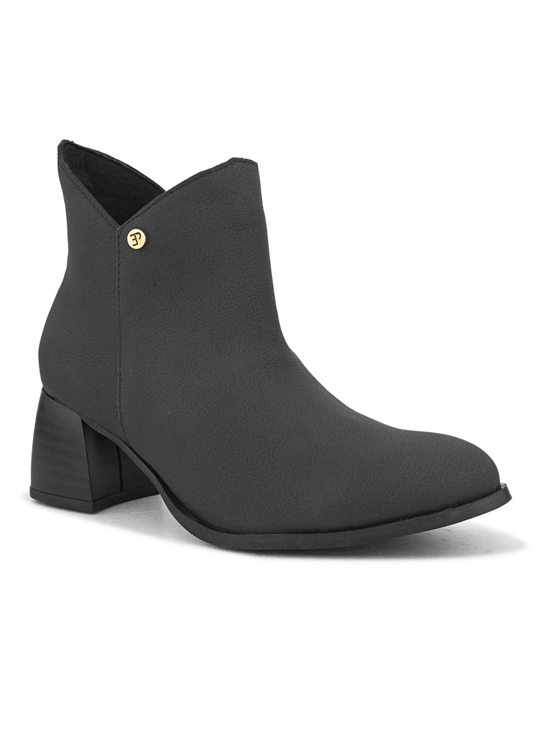 EL PASO Women Black Faux Leather Casual Chelsea Boots-1