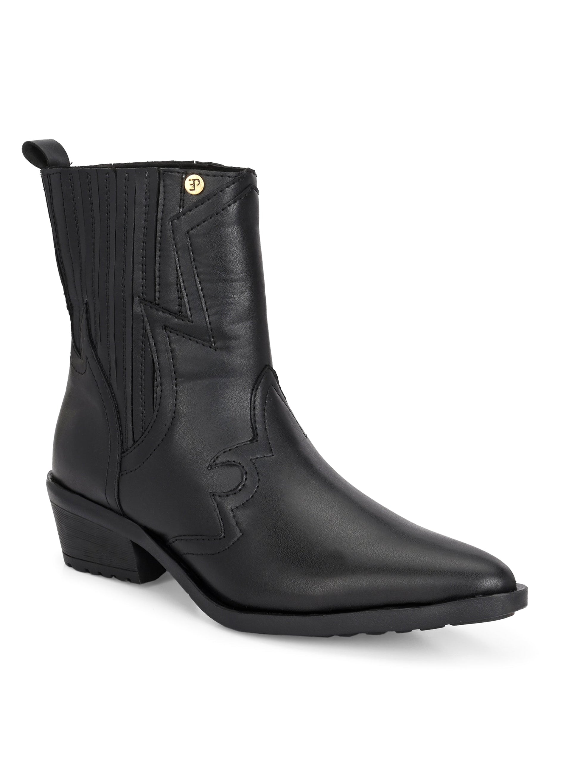EL PASO Women Faux Leather Casual Slip On Cowboy Boots