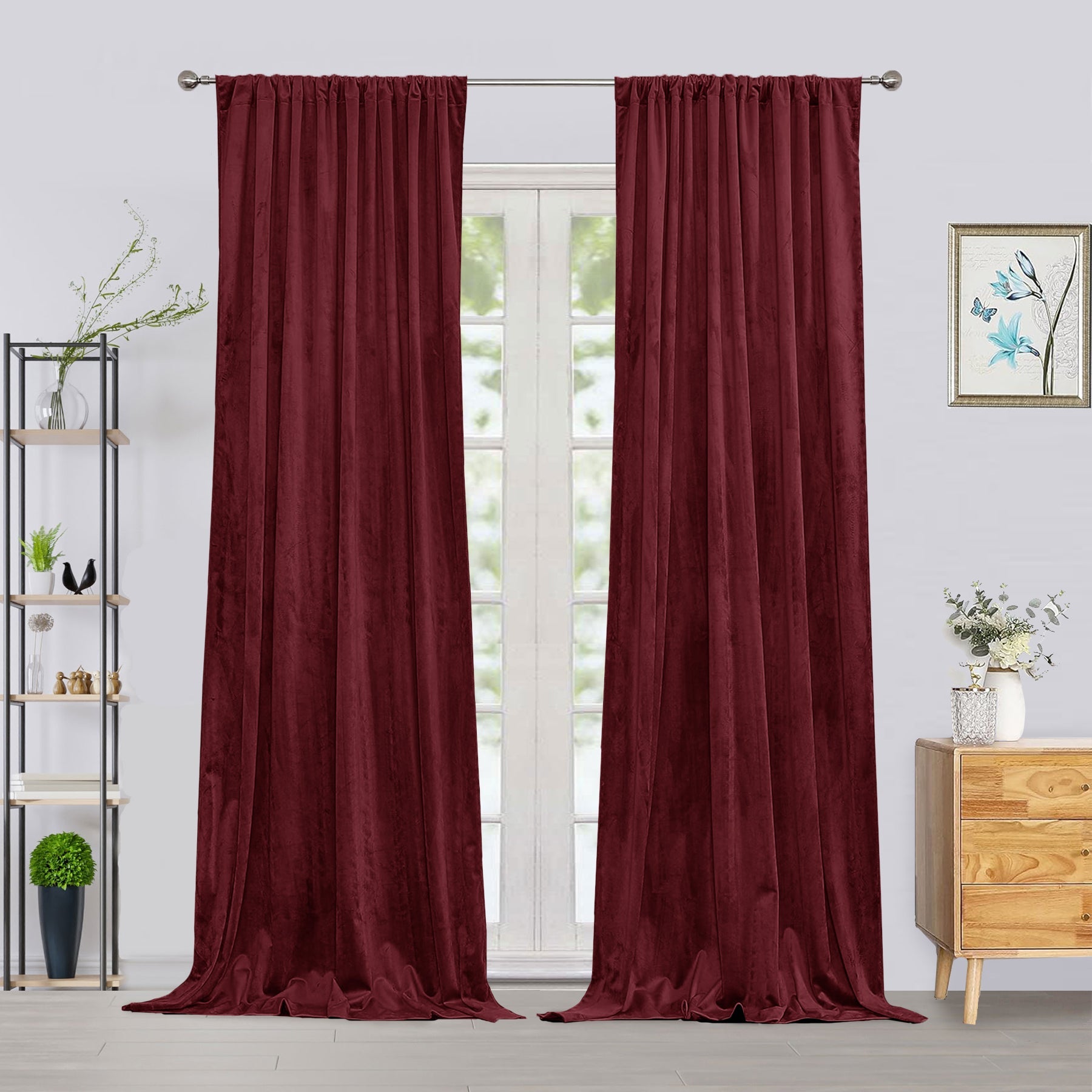 Fort Royal - Rod Pocket Velvet Curtain (Maroon)