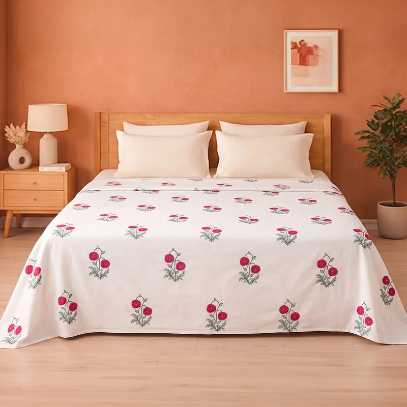Imprimer Vignette - Rose Printed Dohar Blanket (Red)-1