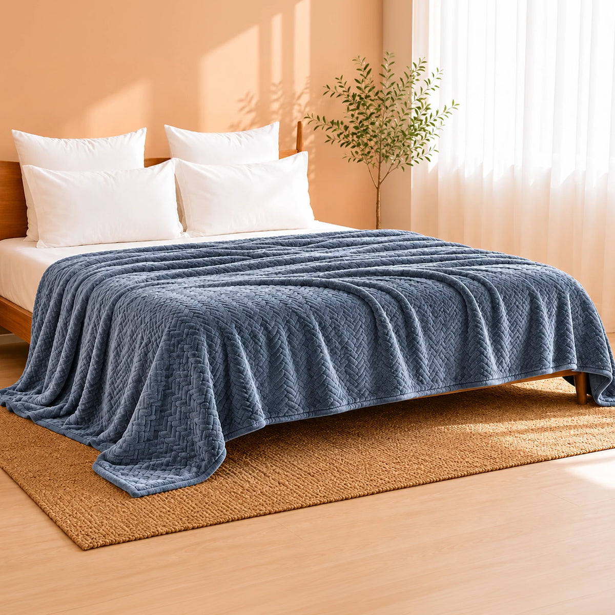 Fort Mellow - Wave Plush Blanket (Frost Blue)