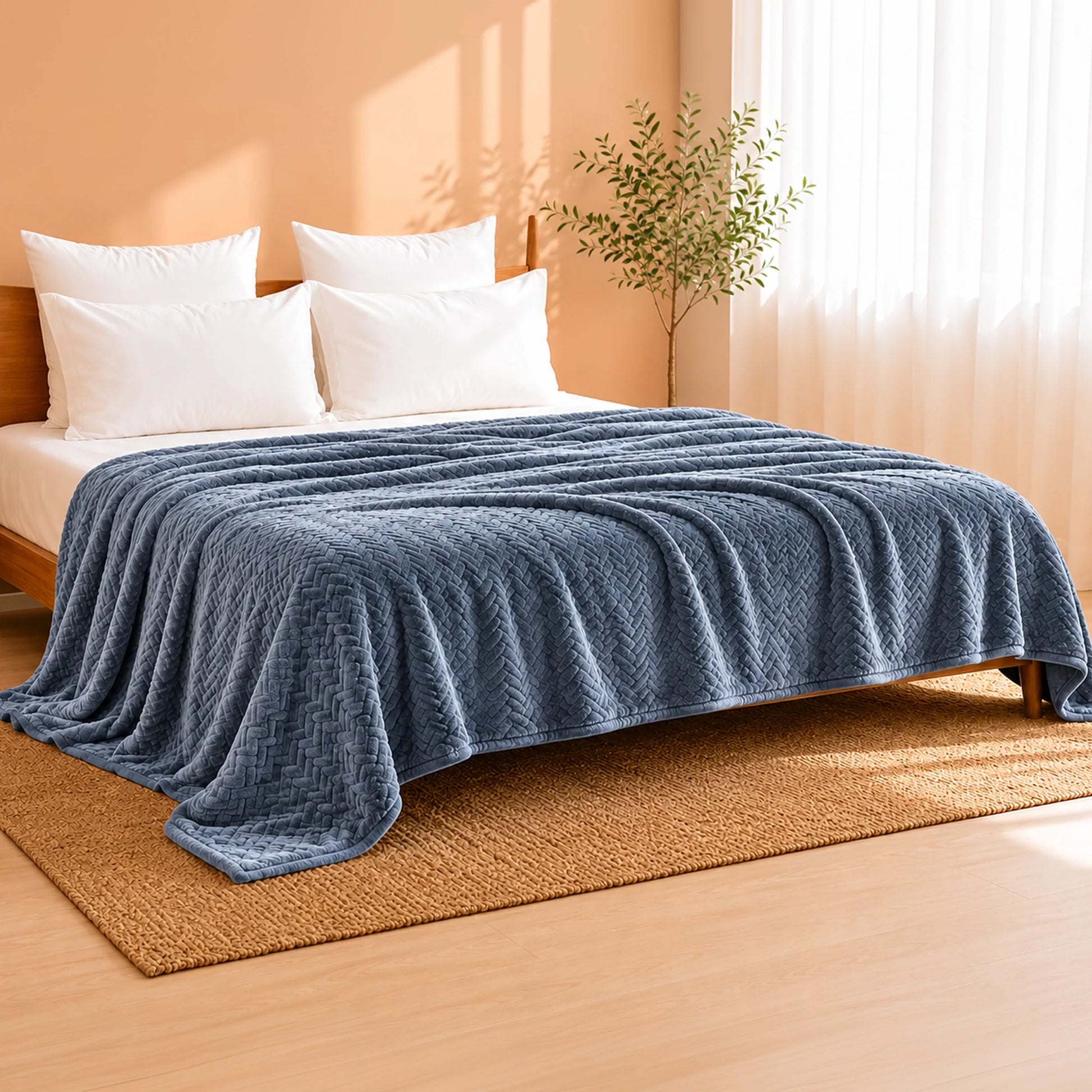 Fort Mellow - Wave Plush Blanket (Frost Blue)-1