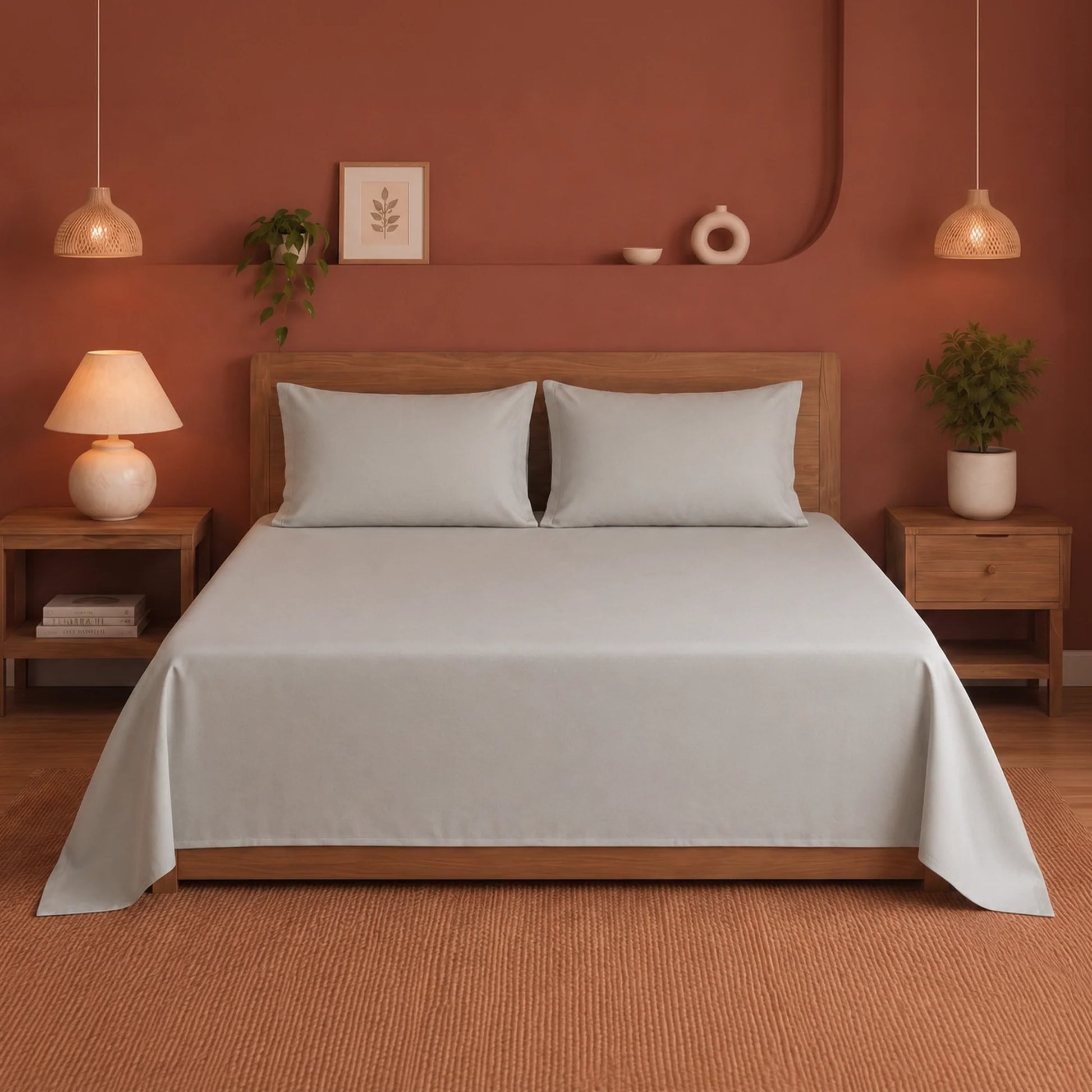 Fort Nightingale - Solid Bedsheet (Light Grey)-1