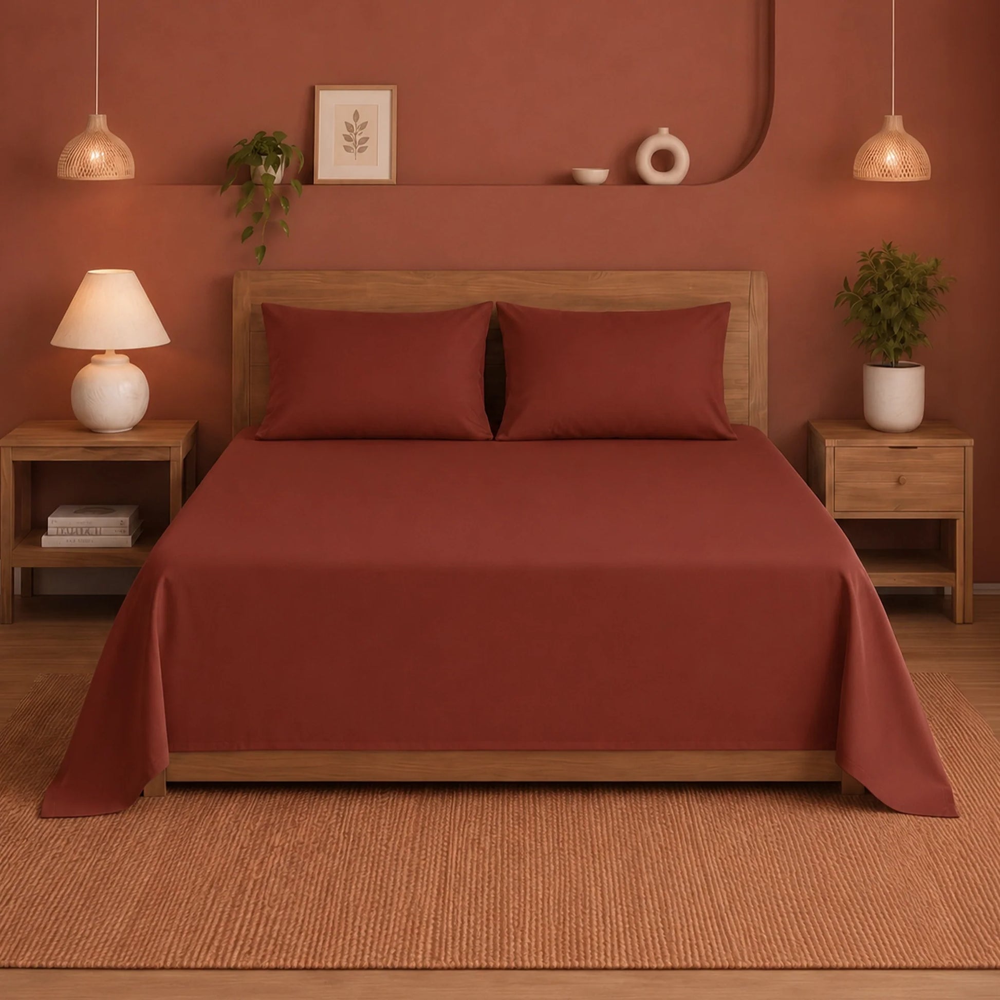 Fort Nightingale - Solid Bedsheet (Maroon)-1