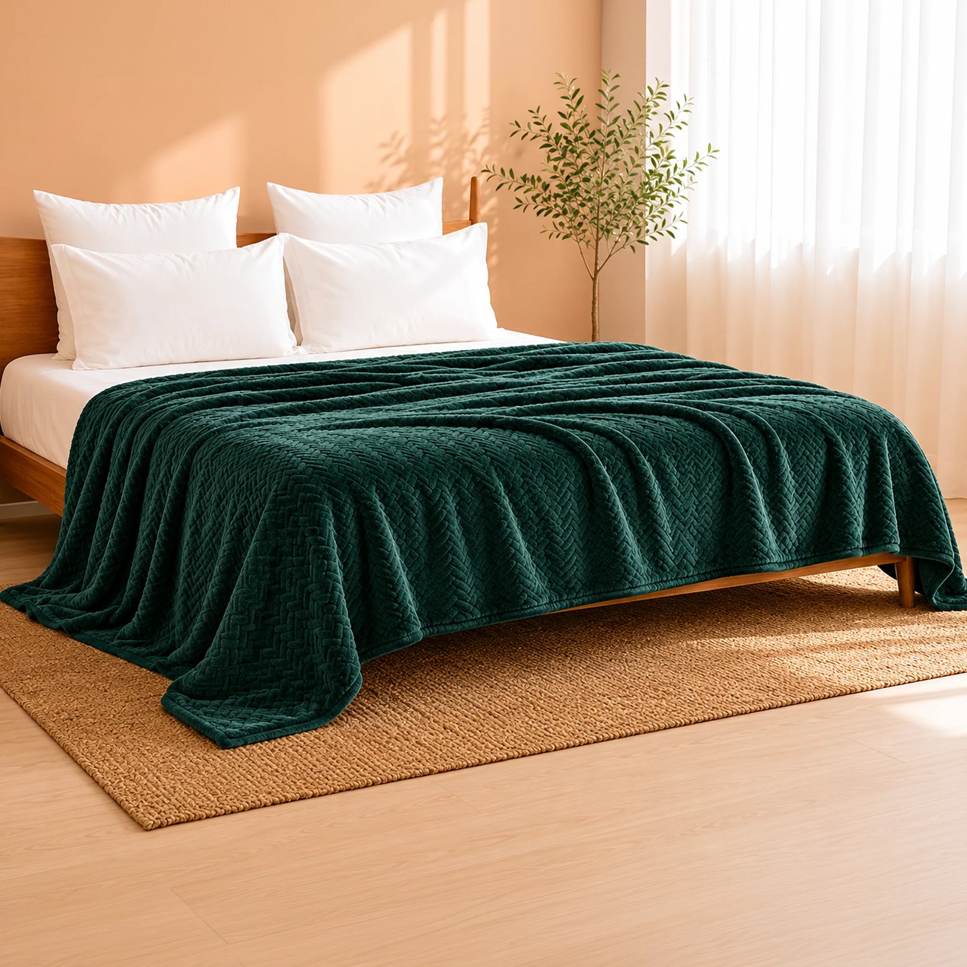 Fort Mellow - Wave Plush Blanket (Emerald Green)-1