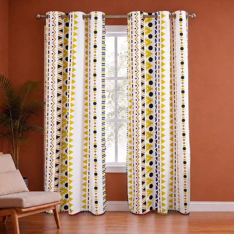 Imprimer Handpicked Santo - Printed Semi Blackout Curtain (Yellow)-1
