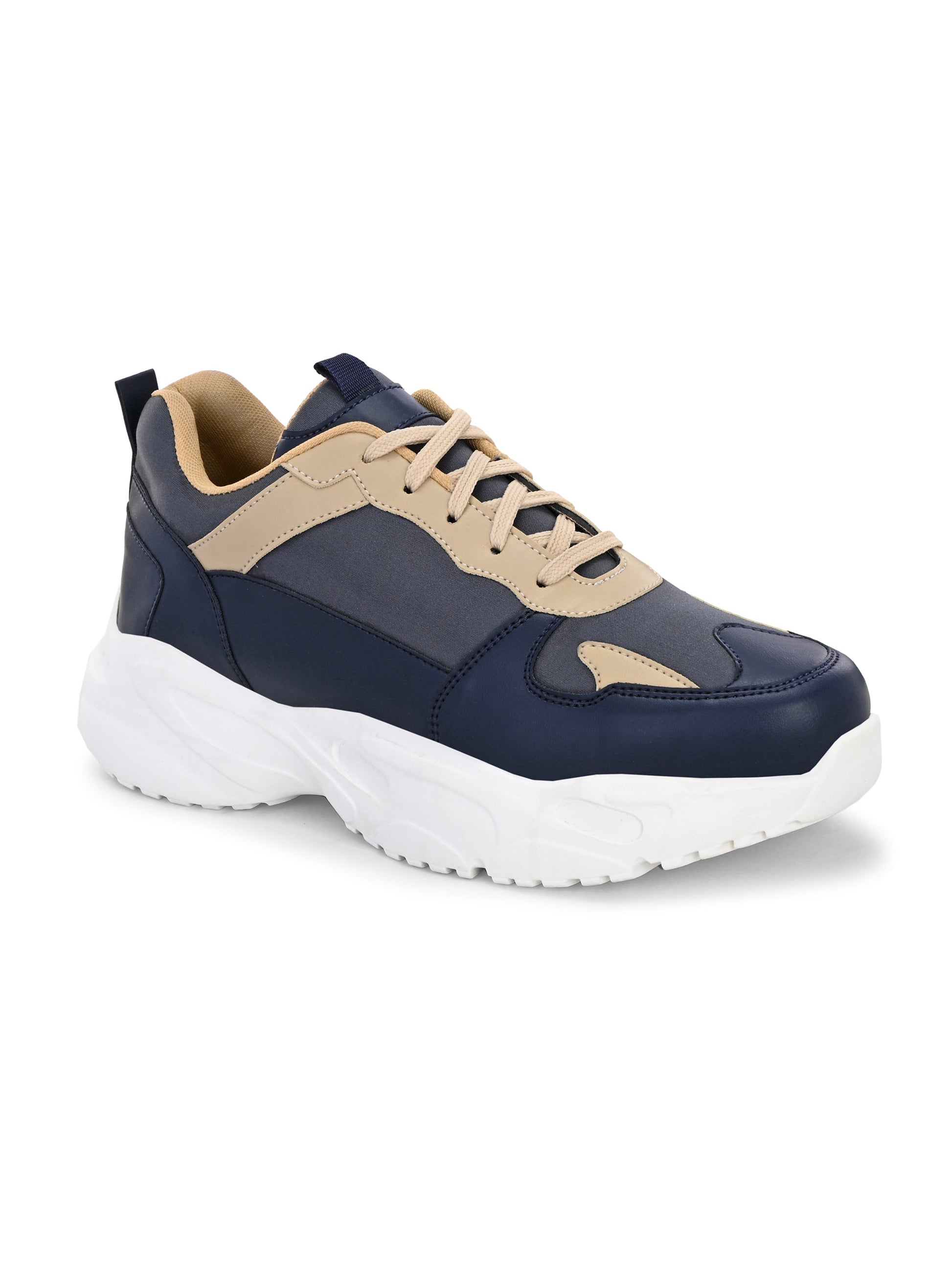 EL PASO Men Blue Faux Leather Casual Lace Up Sneakers-1