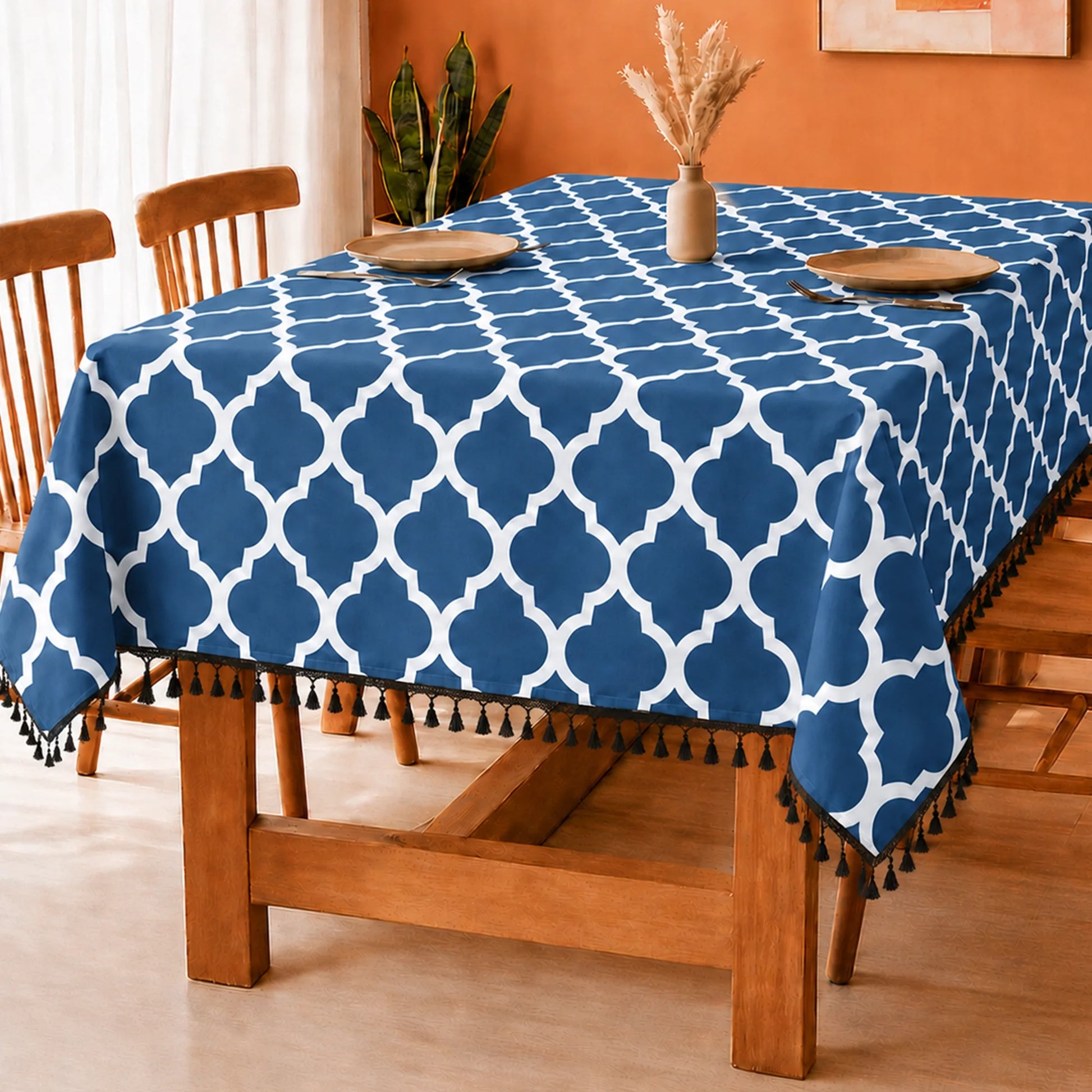 Imprimer Handpicked Quatrefoil - Table Cover (Blue)-1