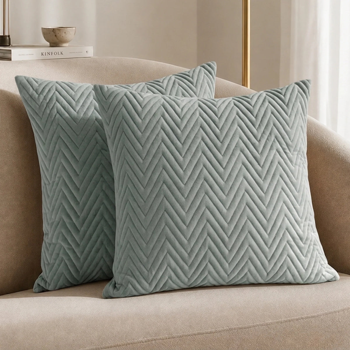 Fort Sawtooth - Quilted Velvet Cushion Cover (Grey)