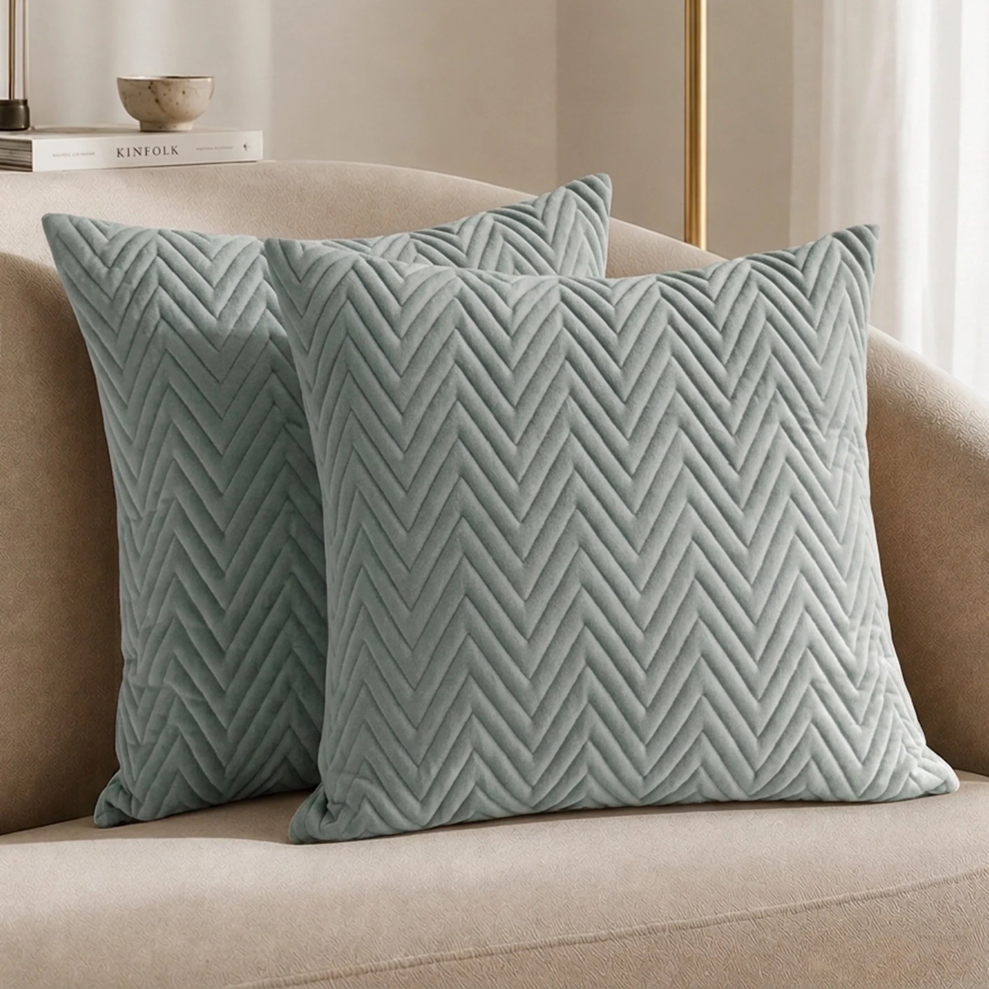 Fort Sawtooth - Quilted Velvet Cushion Cover (Grey)-1