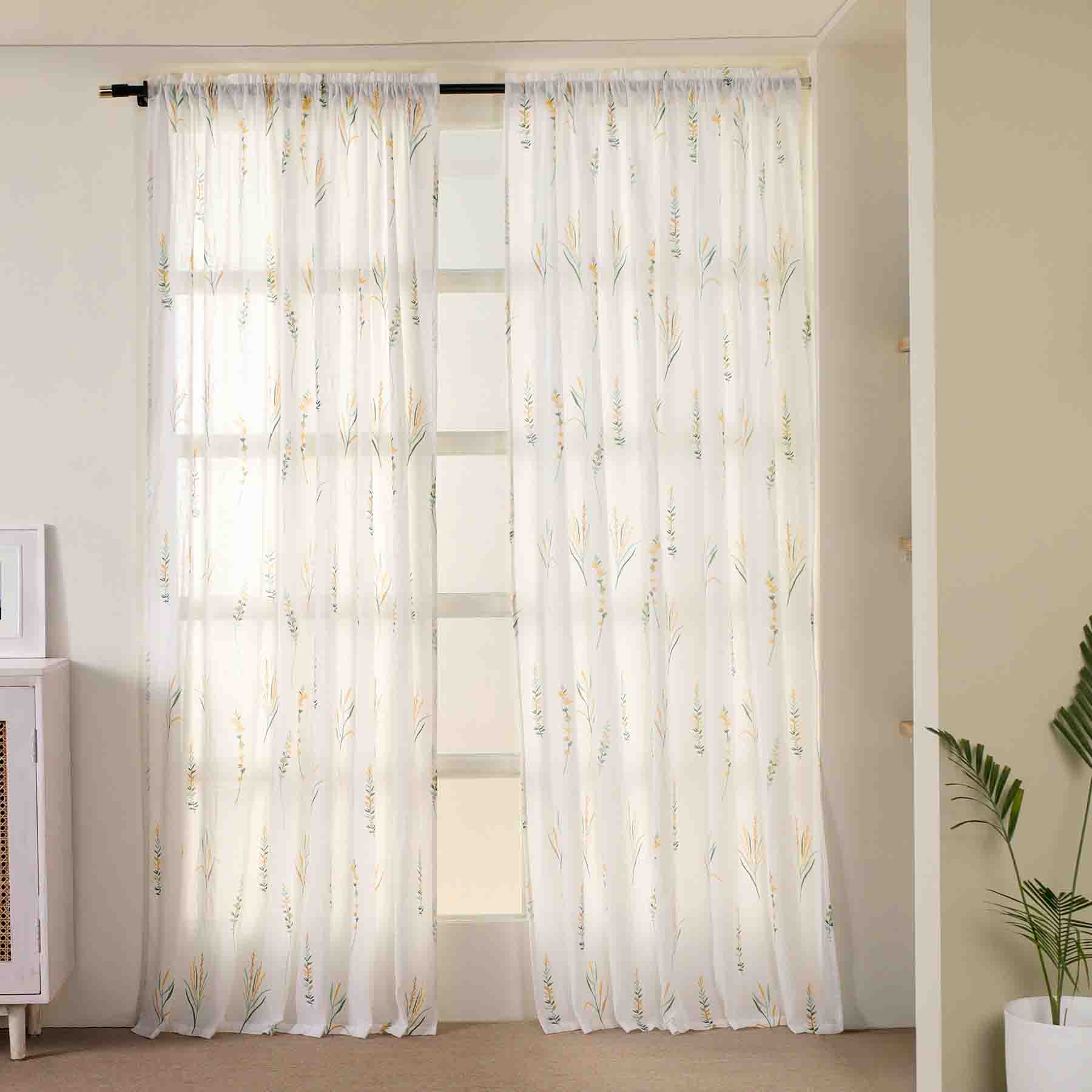 Imprimer Leafscape - Printed Rod Pocket Sheer Curtain-1