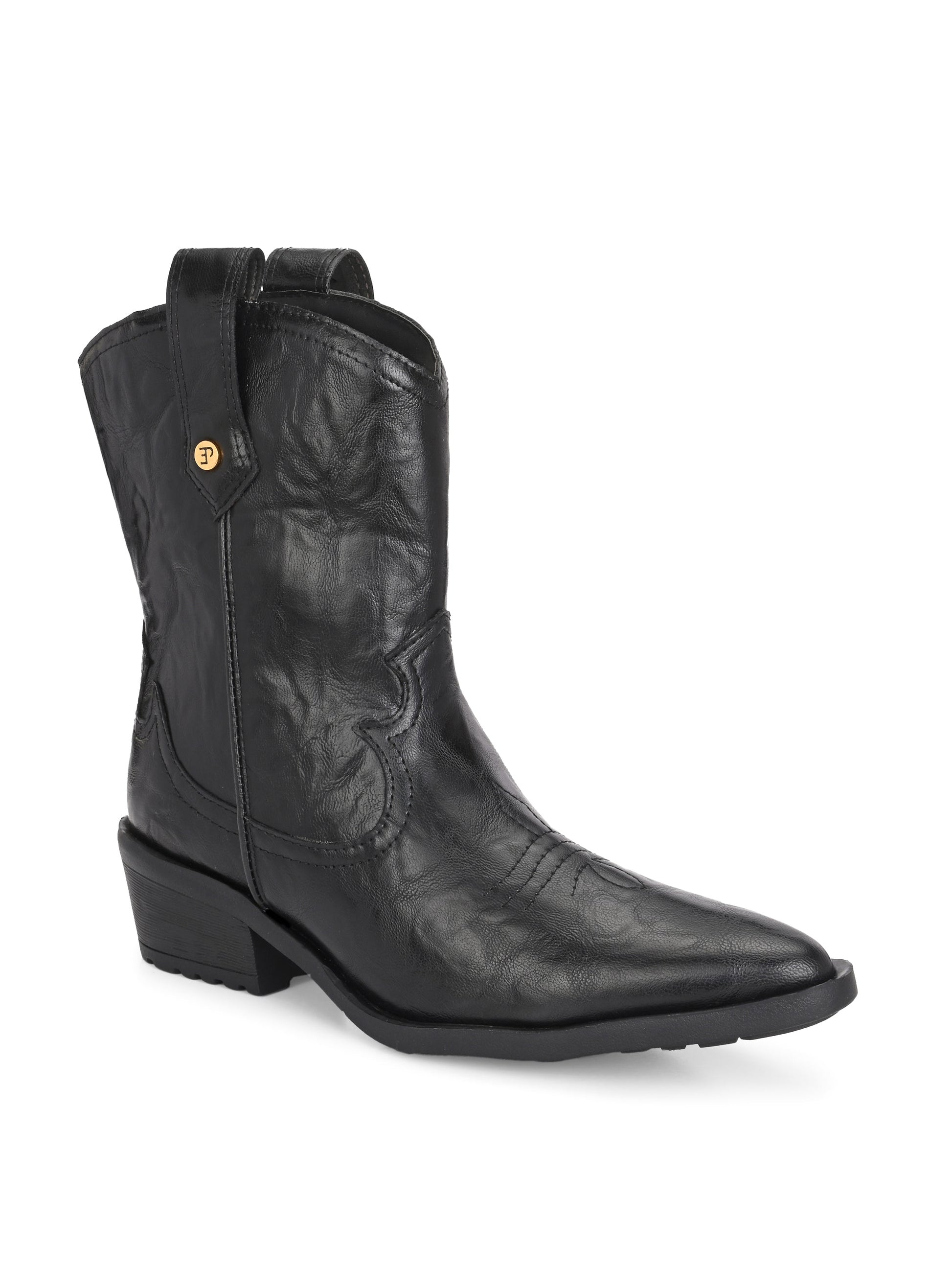 EL PASO Women Faux Leather Casual Slip On Cowboy Boots-8