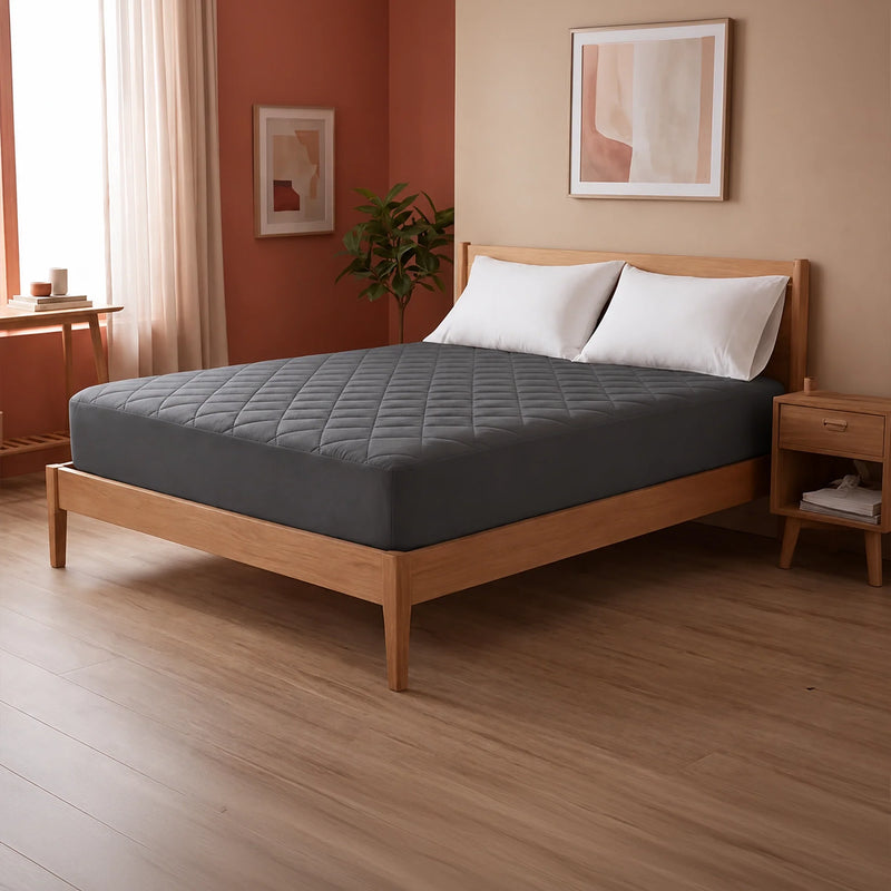 Ombre - Pure Shield Solid Quilted Mattress Protector (Grey)-1
