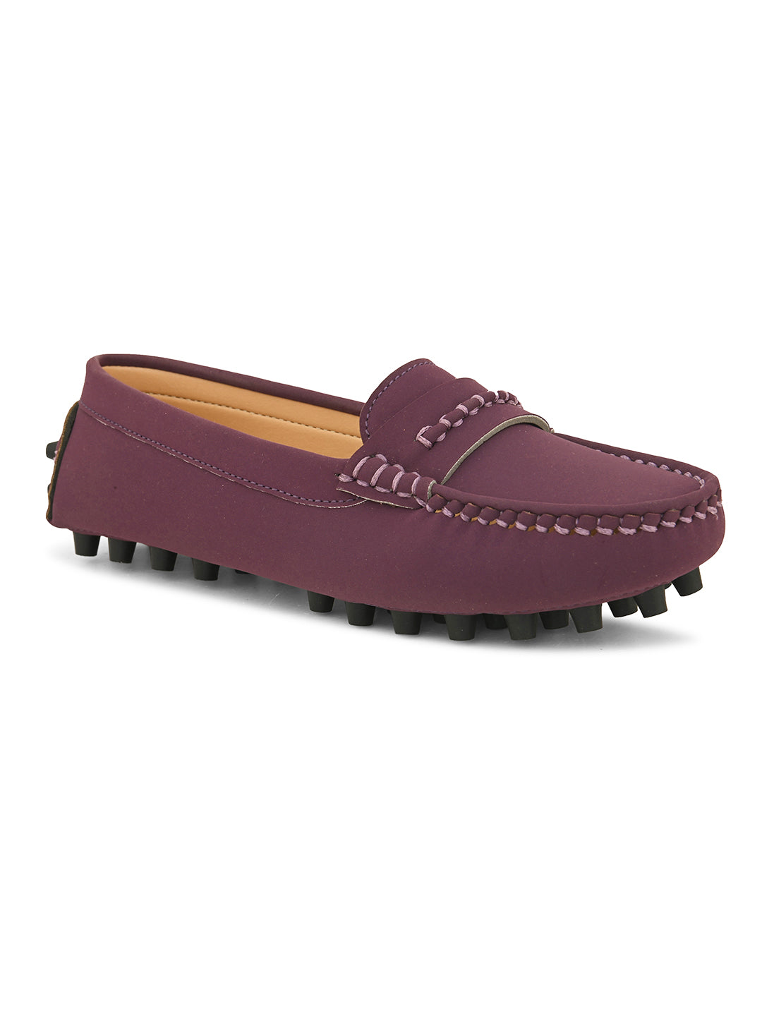 Women Solid Loafers With Thread Detailing-1