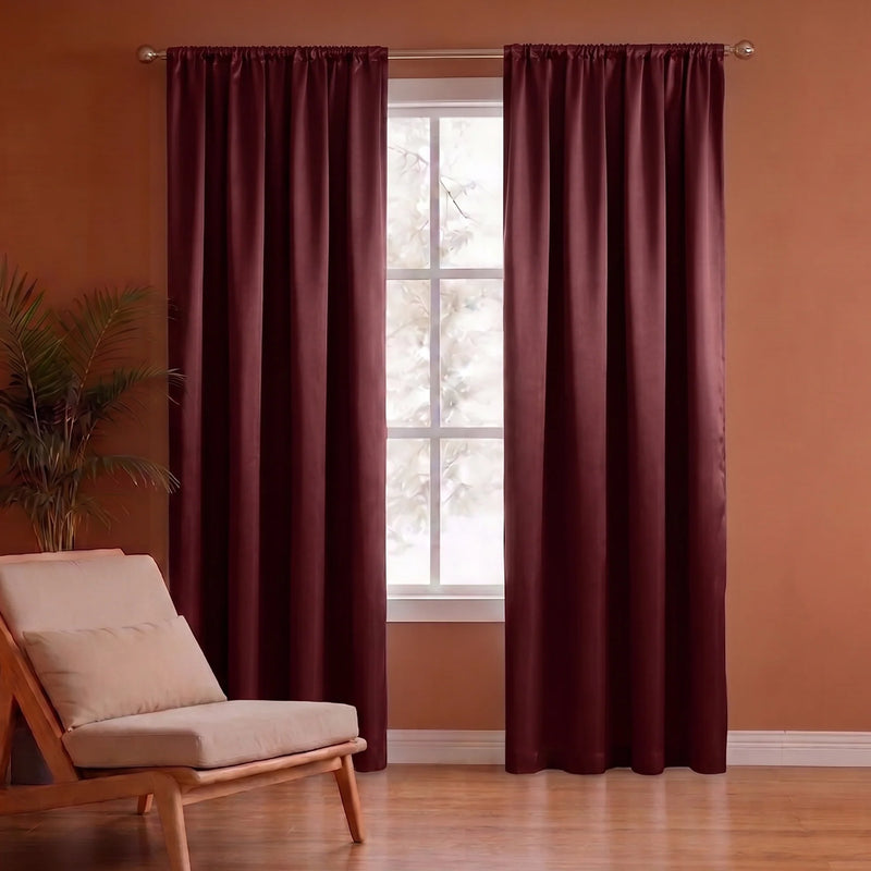 Fort Essential - Rod Pocket Blackout Curtain (Maroon)-1