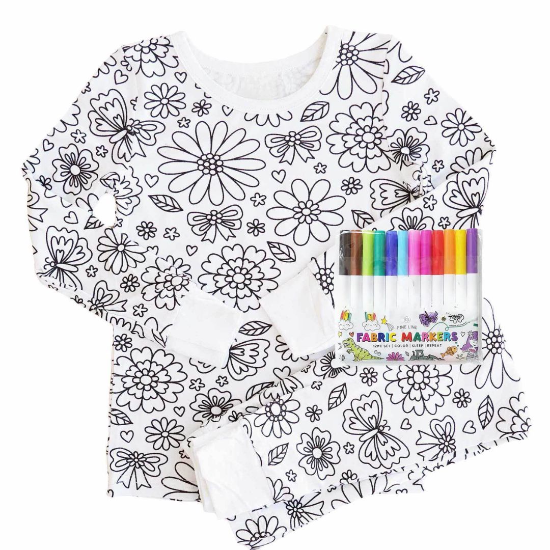 Magic Coloring Pajama Set - Top, Bottom & 12 Markers-13
