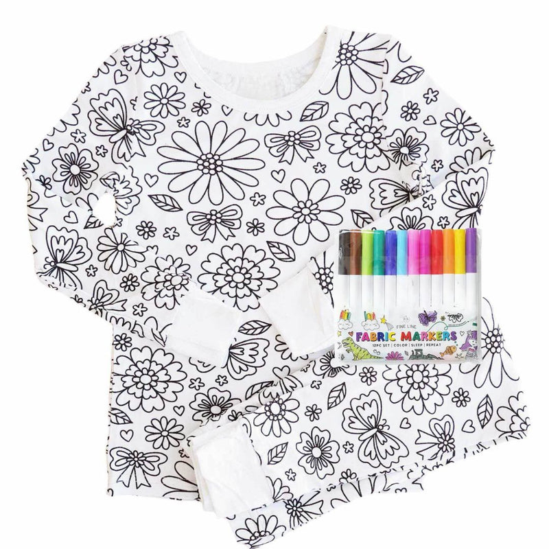 Magic Coloring Pajama Set - Top, Bottom & 12 Markers-13