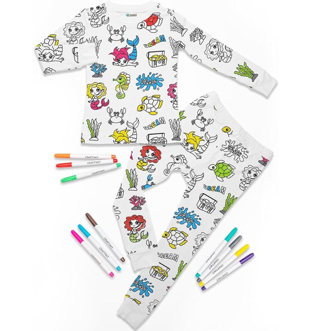 Magic Coloring Pajama Set - Top, Bottom & 12 Markers-8