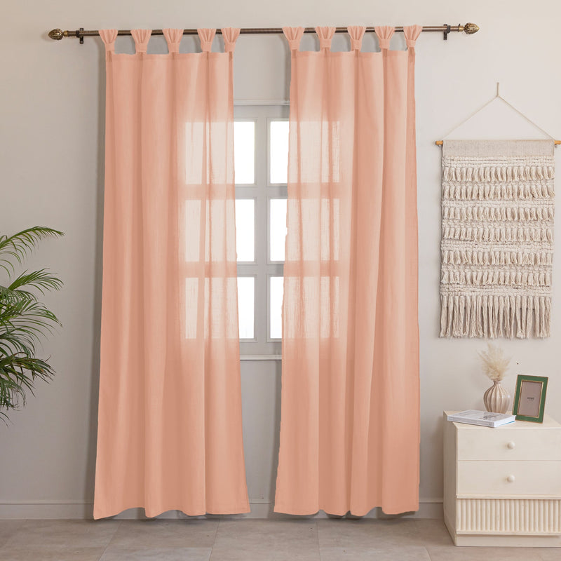 Fort Absolute - Twist Tab Top Sheer Curtain (Peach)-1