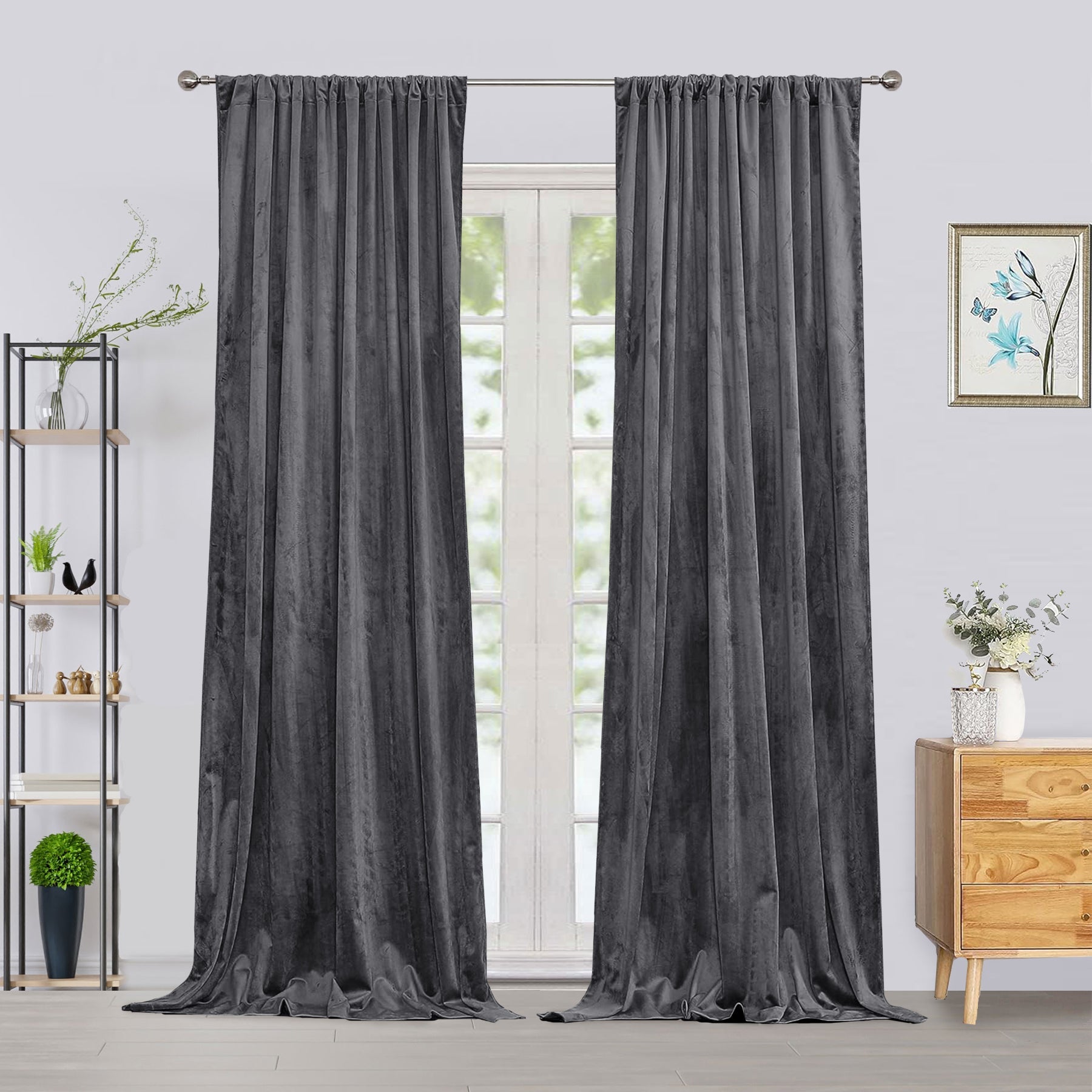 Fort Royal - Rod Pocket Velvet Curtain (Grey)
