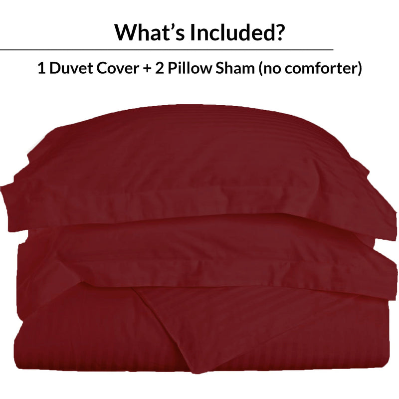 Breton Mellow - Satin Striped Duvet Cover (Maroon)-2
