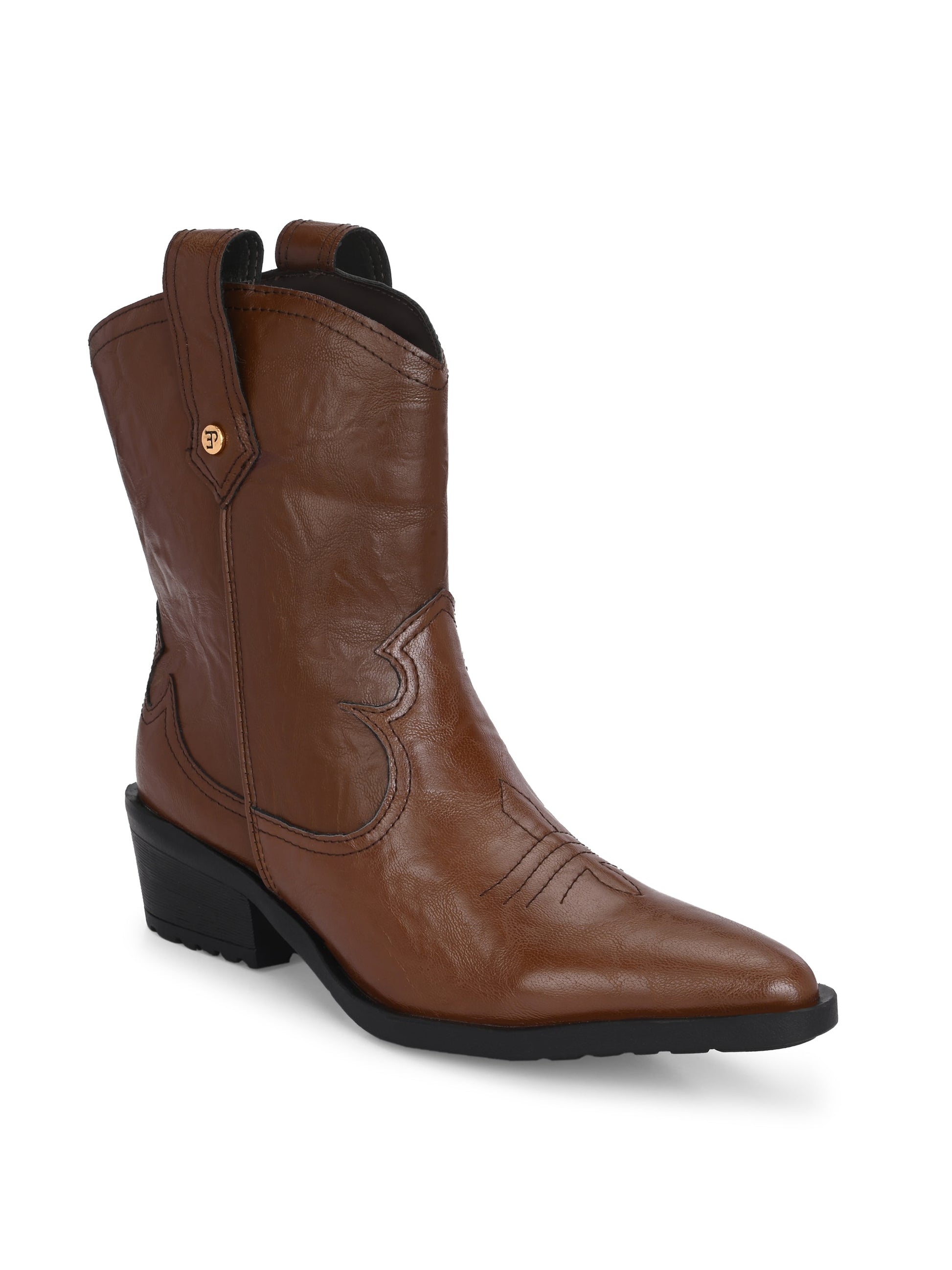 EL PASO Women Faux Leather Casual Slip On Cowboy Boots-16