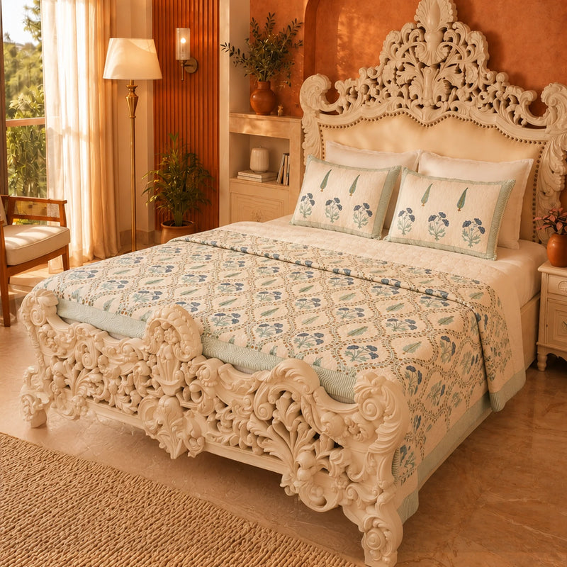 Calm Canopy - Handblock Bedcover-1