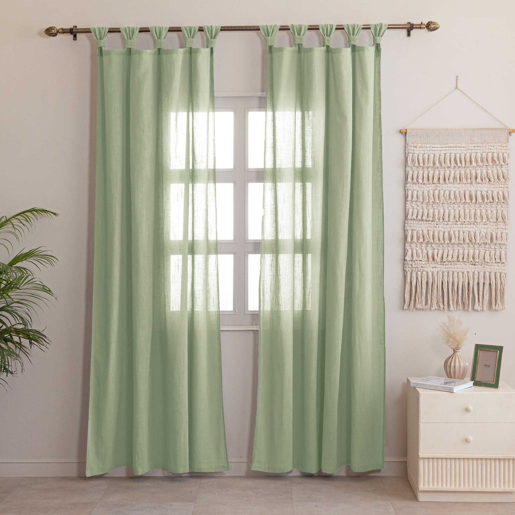 Fort Absolute - Twist Tab Top Sheer Curtain (Mint Green)-1