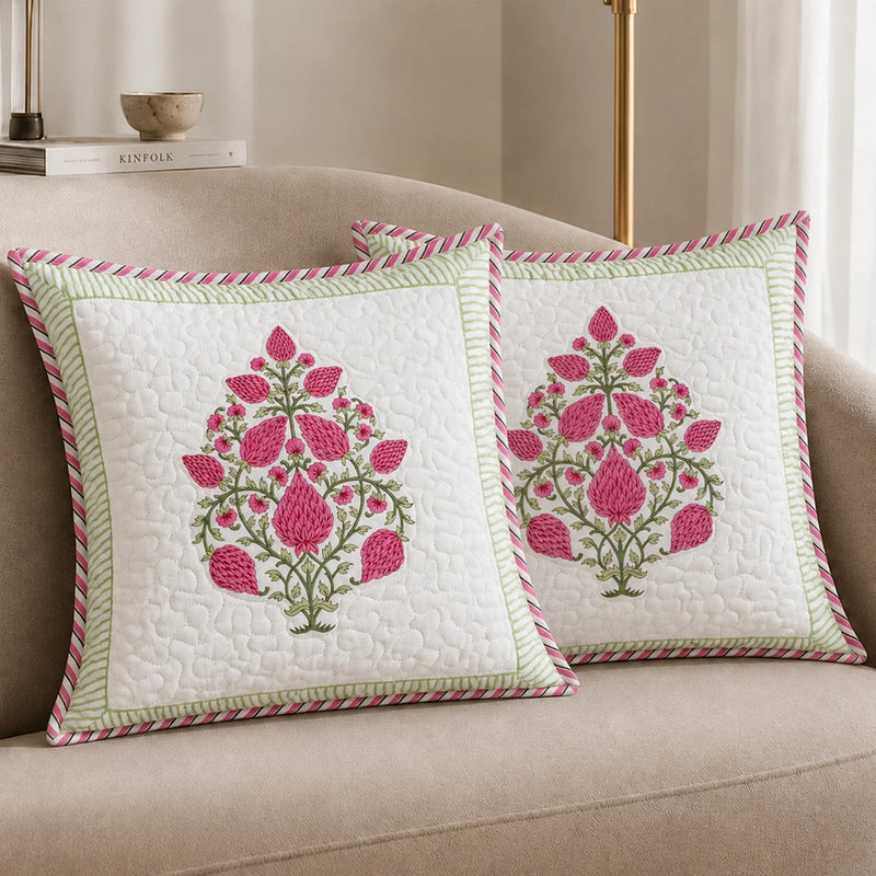 Fort Sawtooth - Quilted Cotton Cushion Cover (Pink)-3