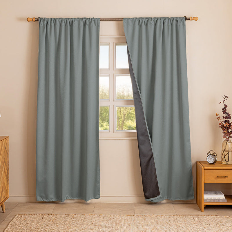 Fort Essential Abstract - Rod Pocket Black Backing Blackout Curtain (Grey)-1