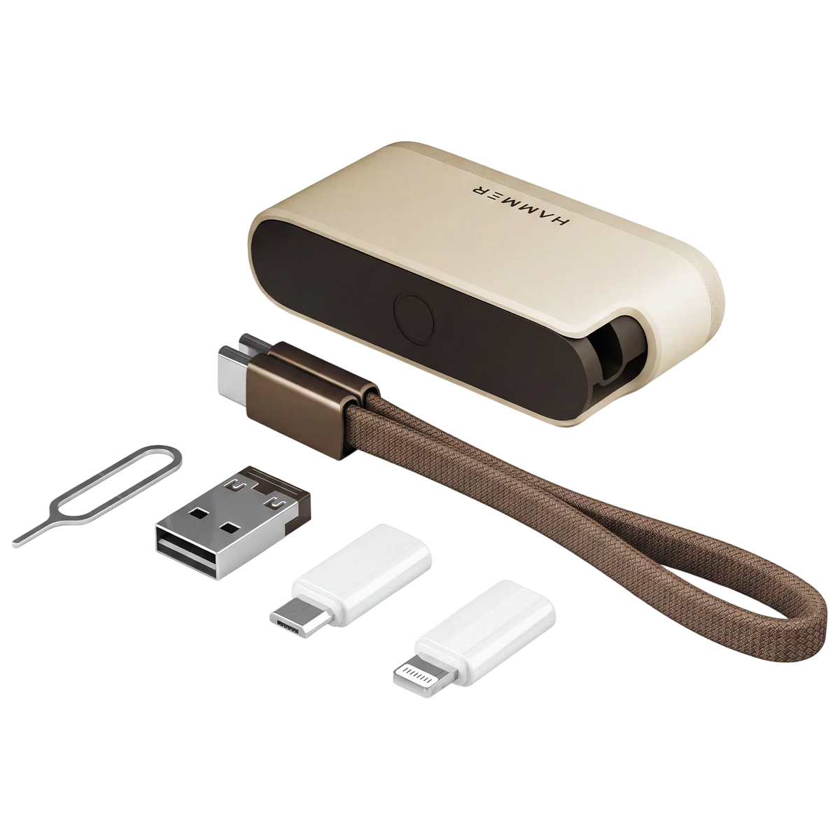 Hammer 6-in-1 Travel Kit Multi-Function Charging & Connectivity Accessory Kit with 60W Type C to C Cable (Beige)-1