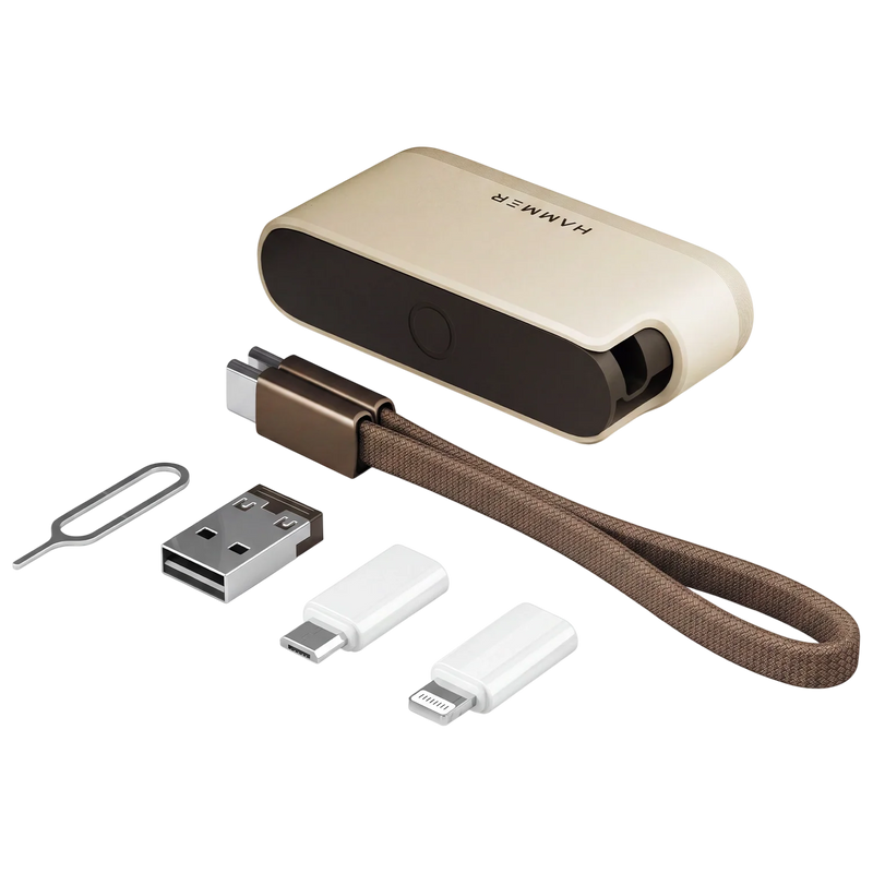 Hammer 6-in-1 Travel Kit Multi-Function Charging & Connectivity Accessory Kit with 60W Type C to C Cable (Beige)-1