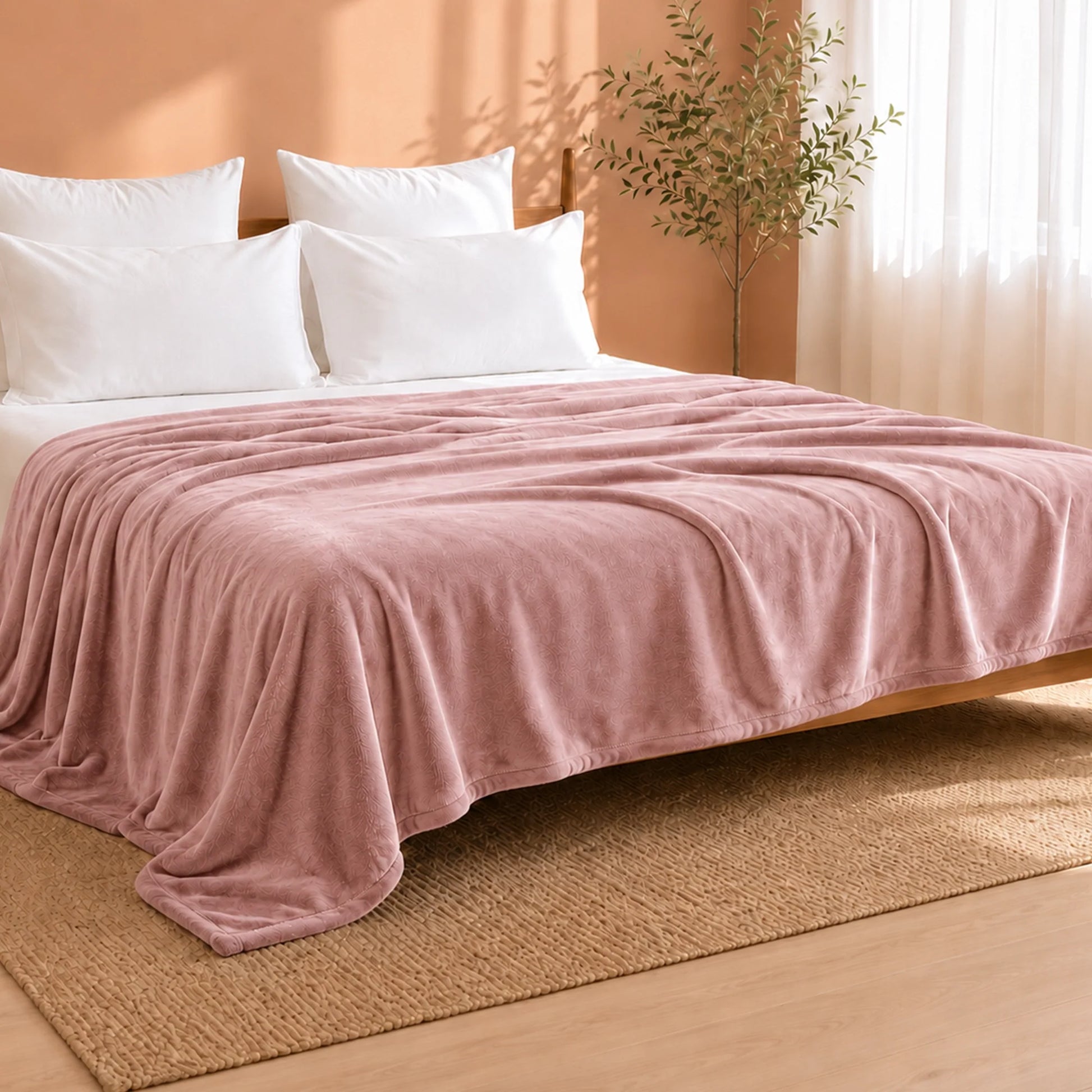 Fort Mellow - Solid Plush Blanket (Pink)-1