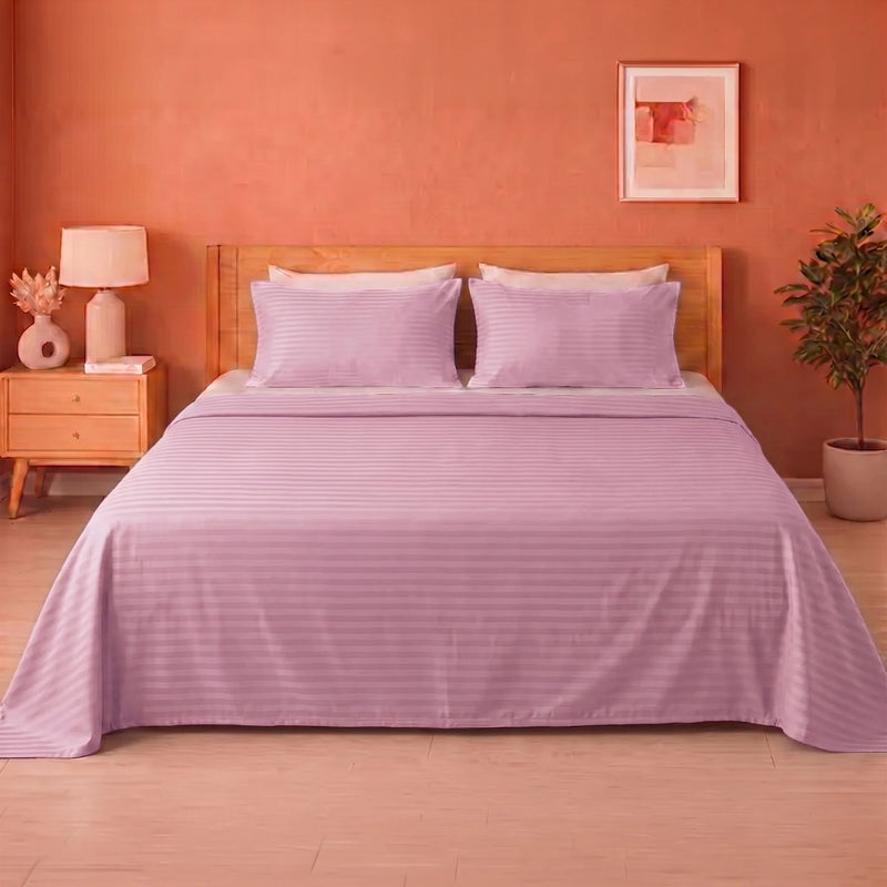 Breton Doze - Satin Stripe Reversible Dohar Blanket (Baby Pink)-1