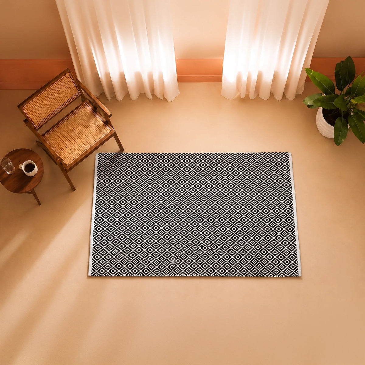 Tessitura Confetti - Diamond Printed Rug (Black & White)