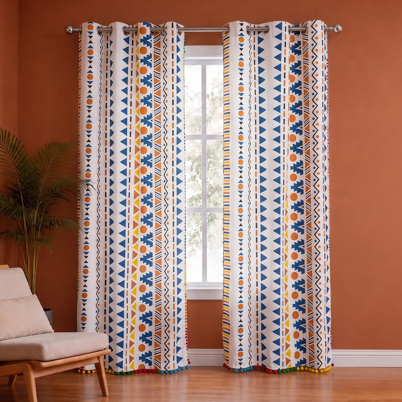 Imprimer Handpicked Santo - Printed Semi Blackout Curtain (Blue)-1