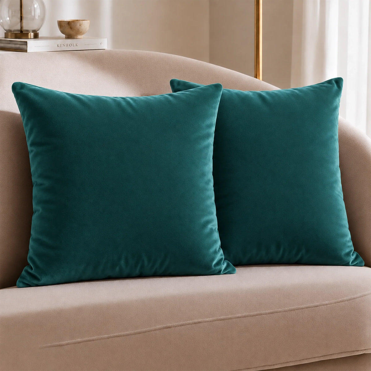 Fort Royal - Velvet Solid Dye Cushion Cover (Rama Green)-1